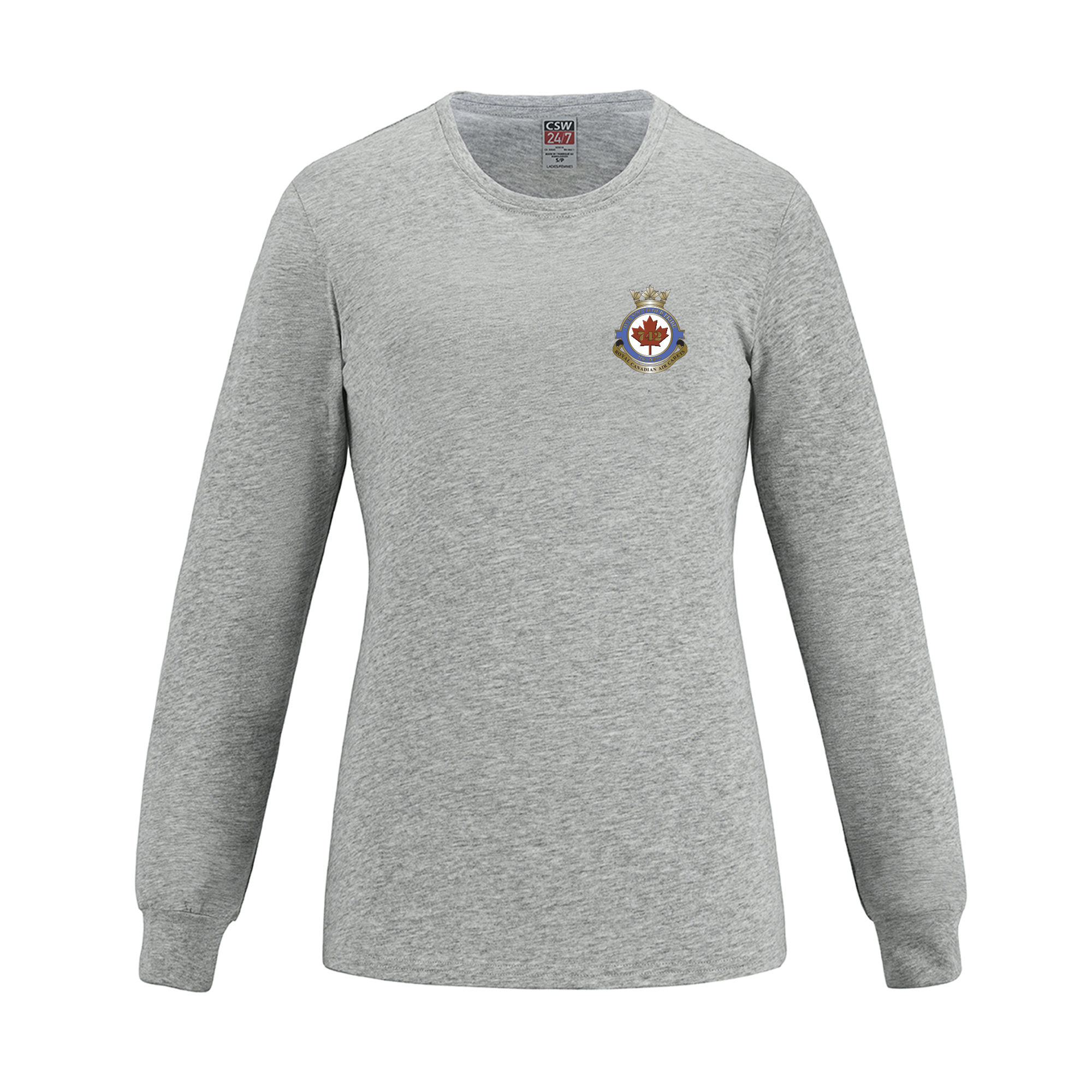 T-shirt à manches longues pour femme en coton filé à l'anneau