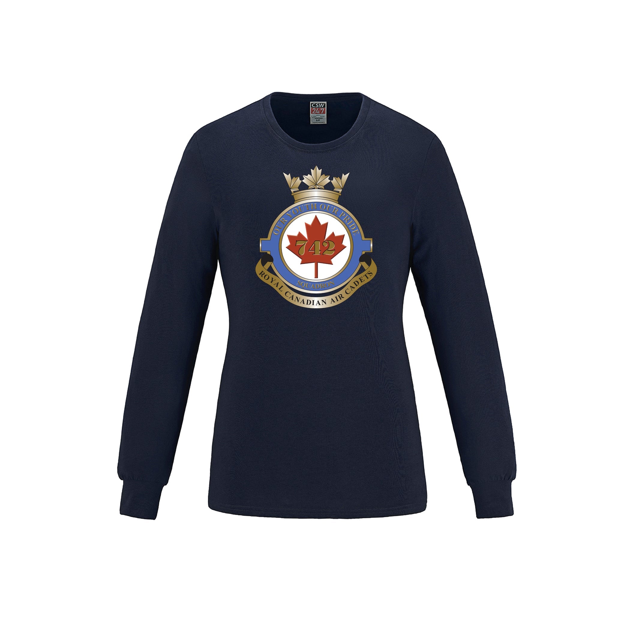 T-shirt à manches longues pour femme en coton filé à l'anneau