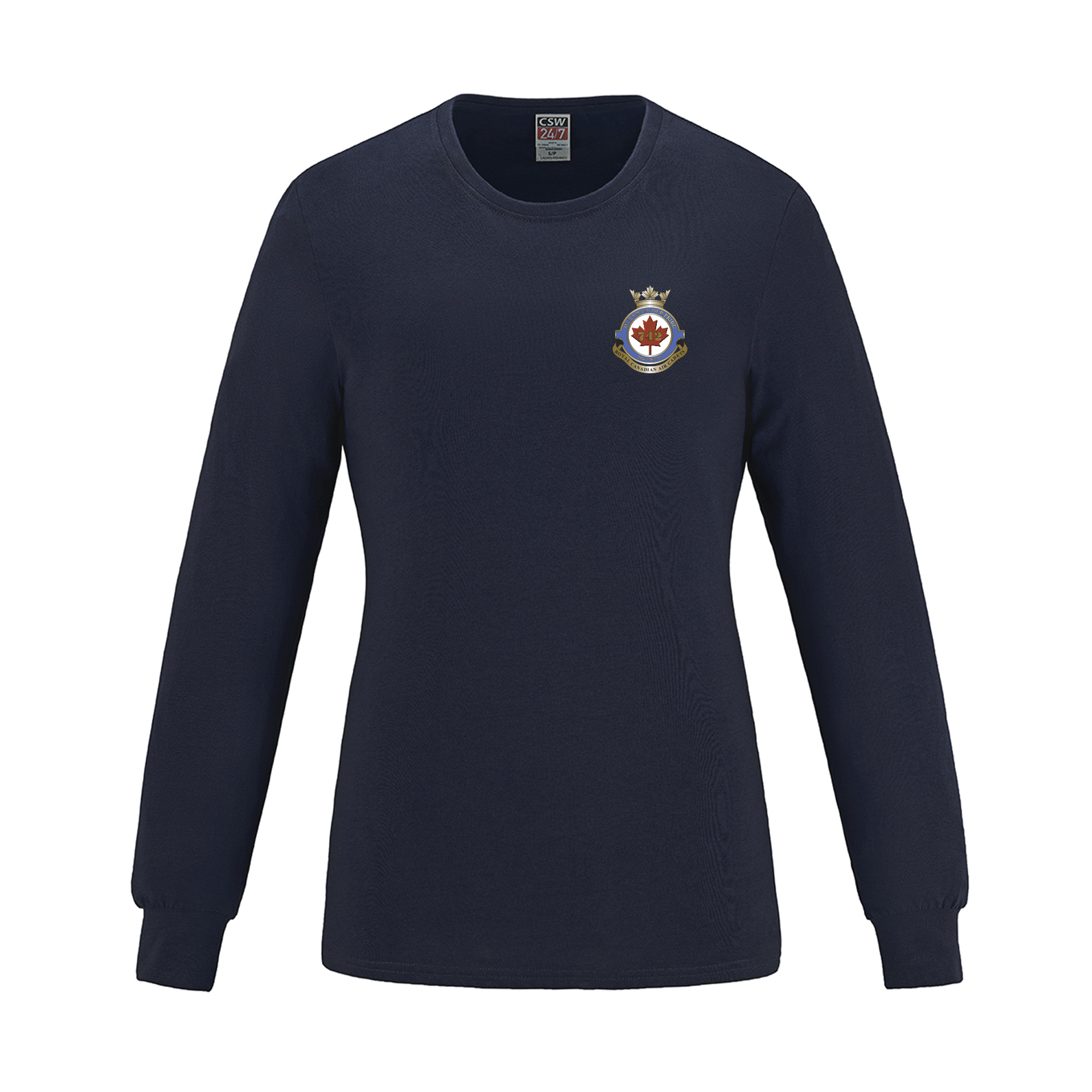 T-shirt à manches longues pour femme en coton filé à l'anneau