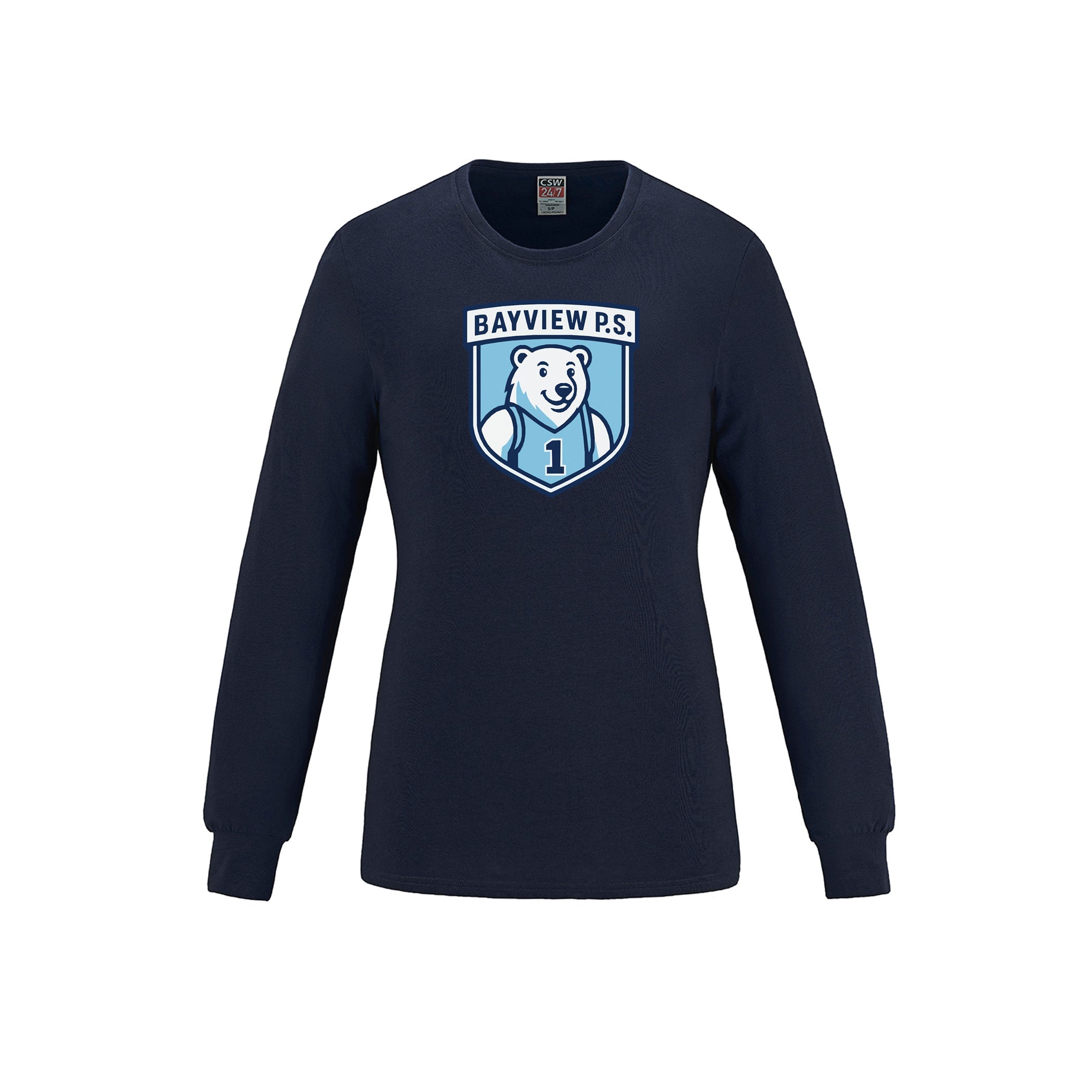 T-shirt à manches longues pour femme en coton filé à l'anneau