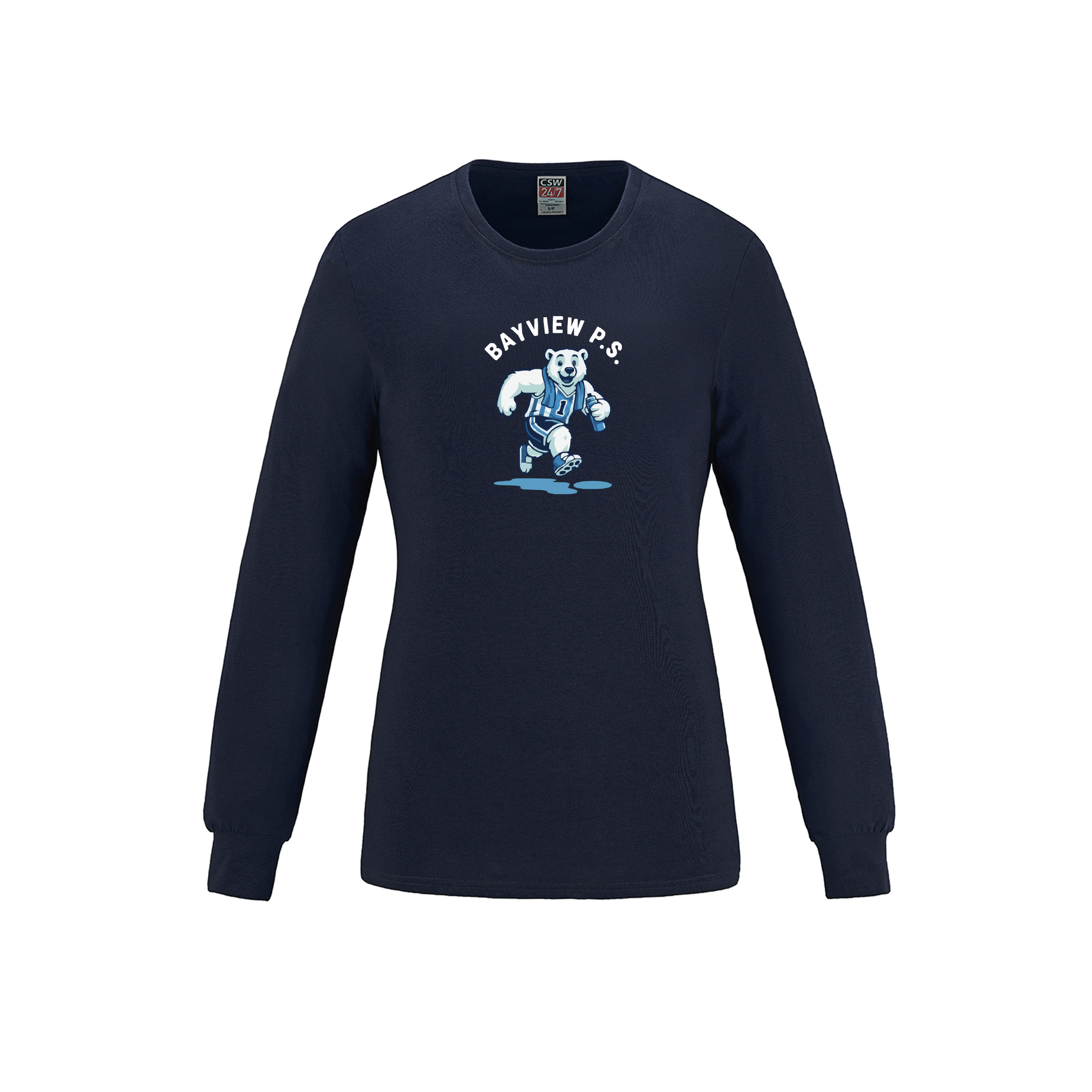 T-shirt à manches longues pour femme en coton filé à l'anneau