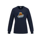Pull à manches longues et col rond en coton peigné filé à l'anneau pour femme