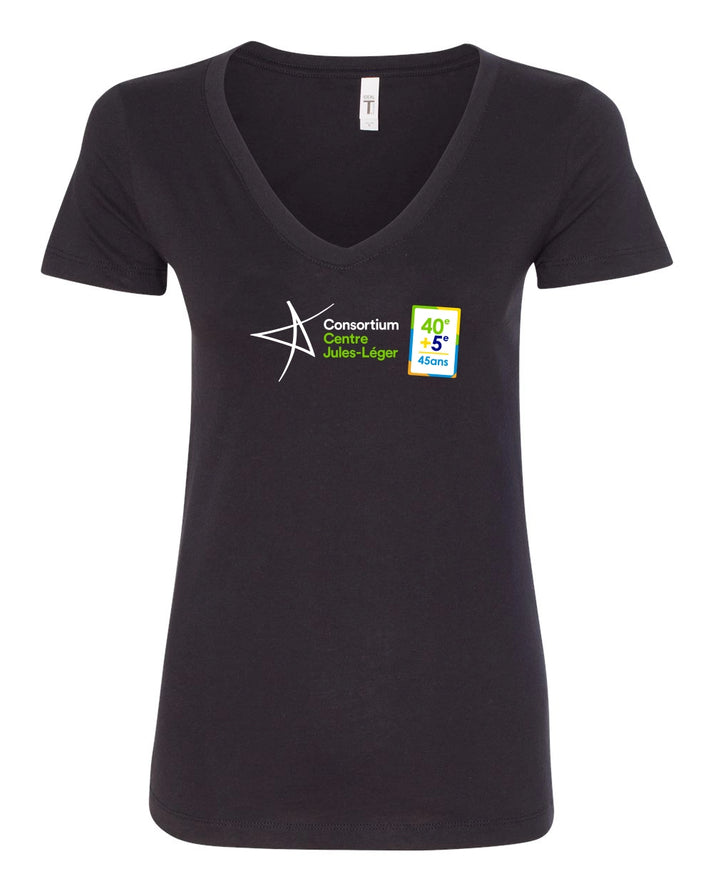 T-shirt à manches courtes et col en V pour femme