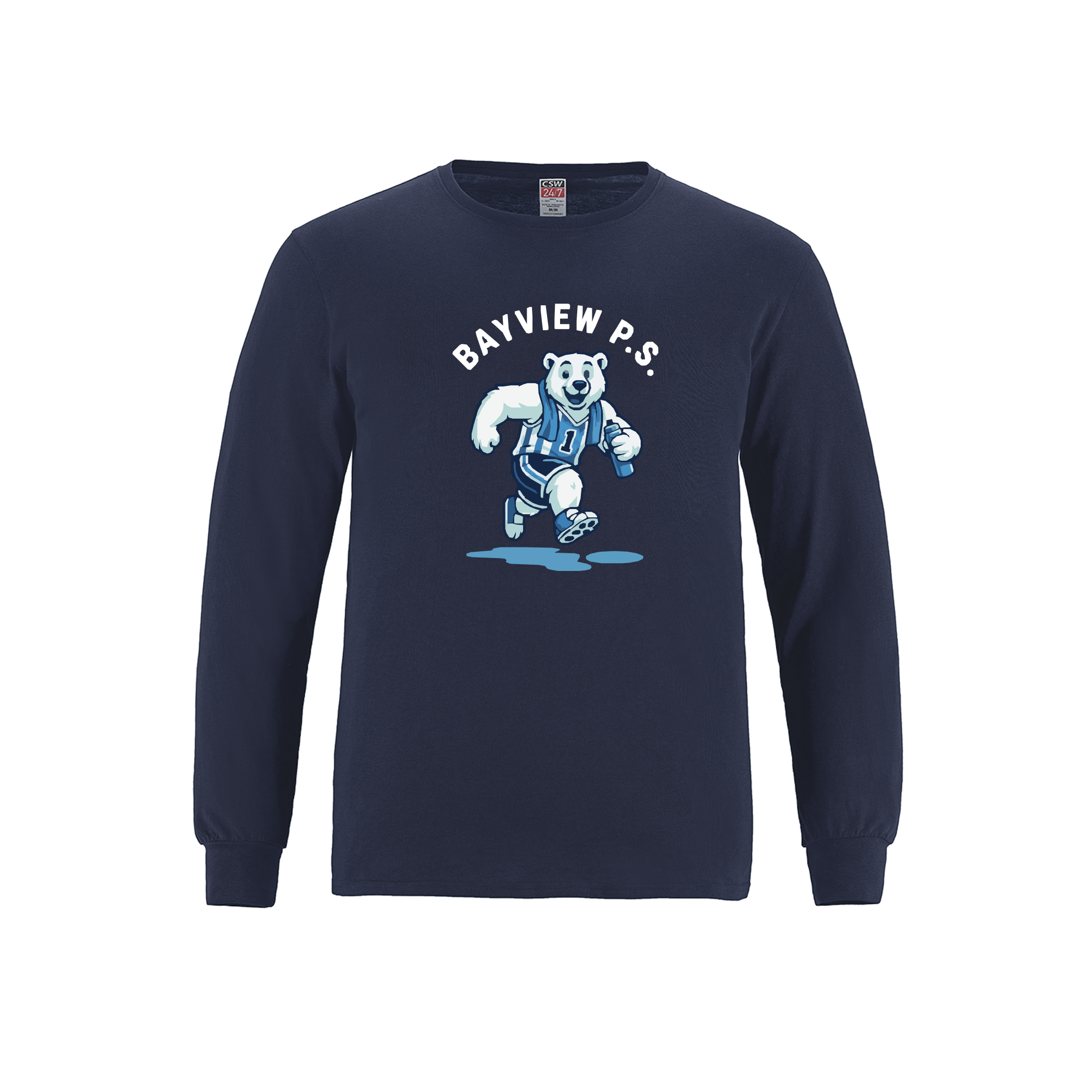 T-shirt à manches longues en coton filé à anneaux pour jeunes