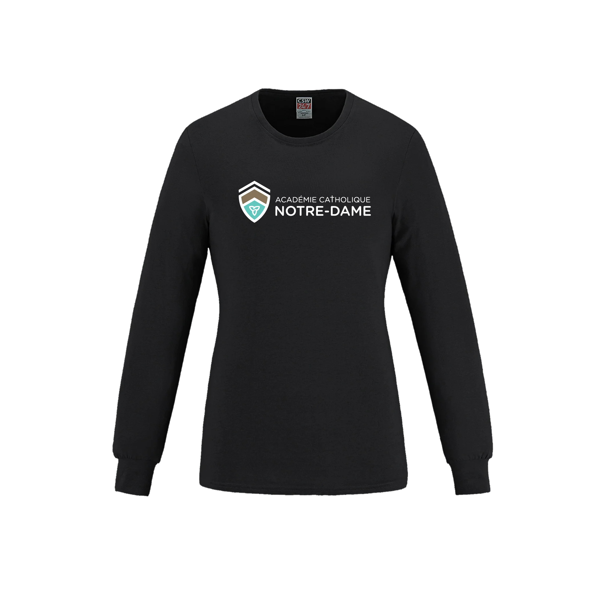 T-shirt à manches longues pour femme en coton filé à l'anneau