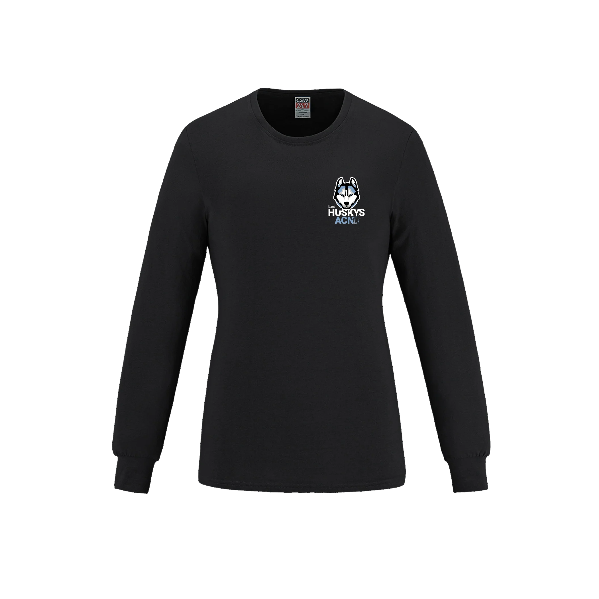 T-shirt à manches longues pour femme en coton filé à l'anneau