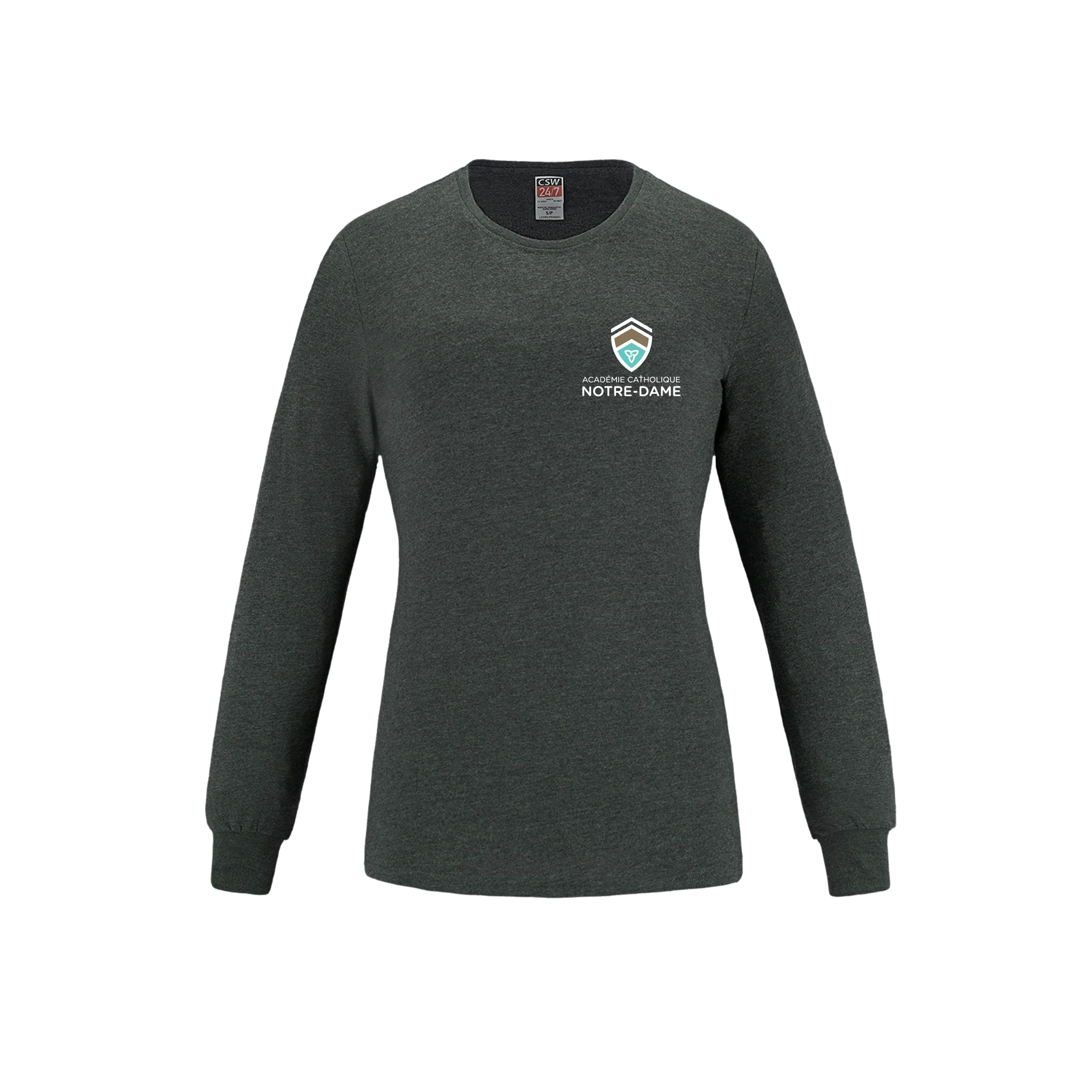 T-shirt à manches longues pour femme en coton filé à l'anneau