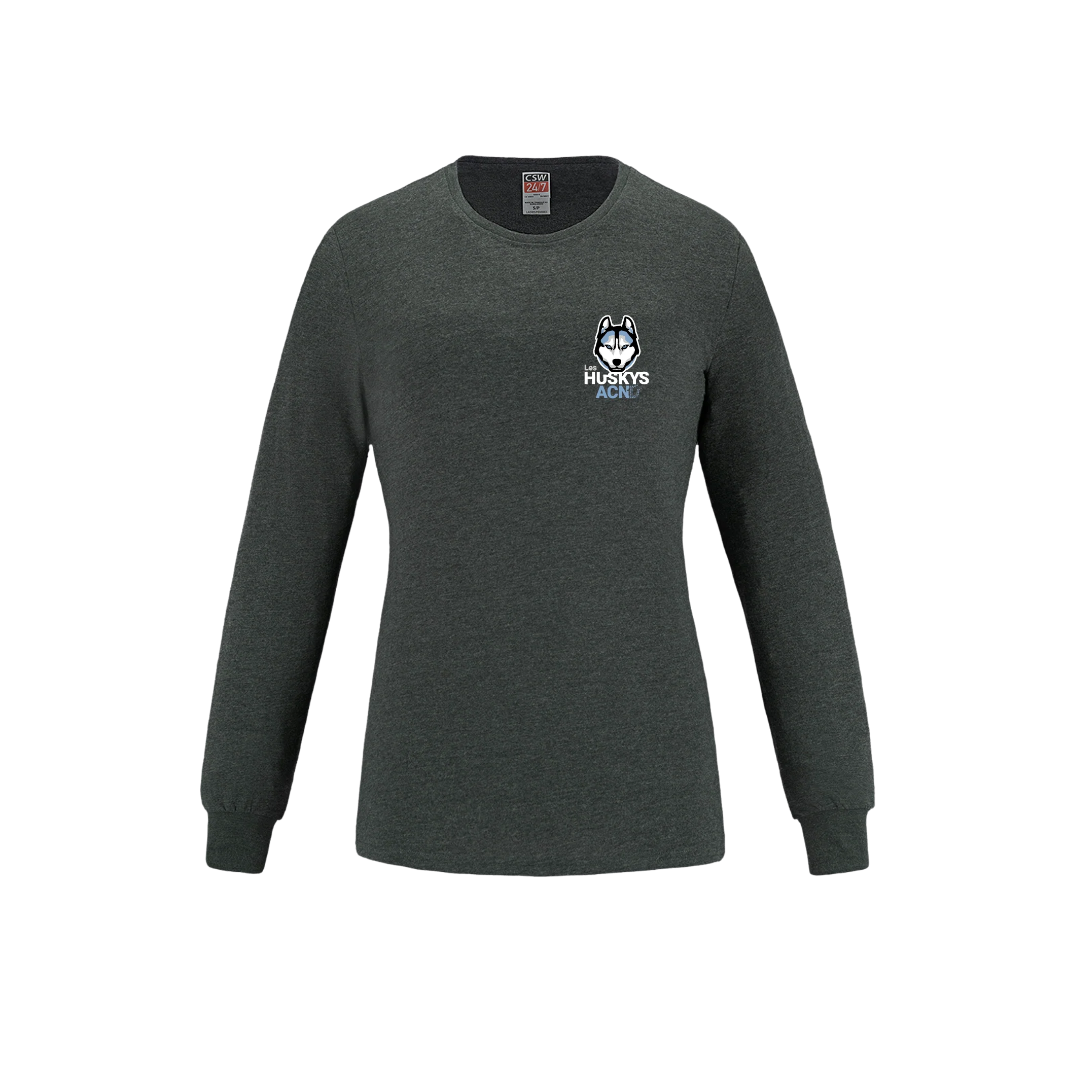 T-shirt à manches longues pour femme en coton filé à l'anneau
