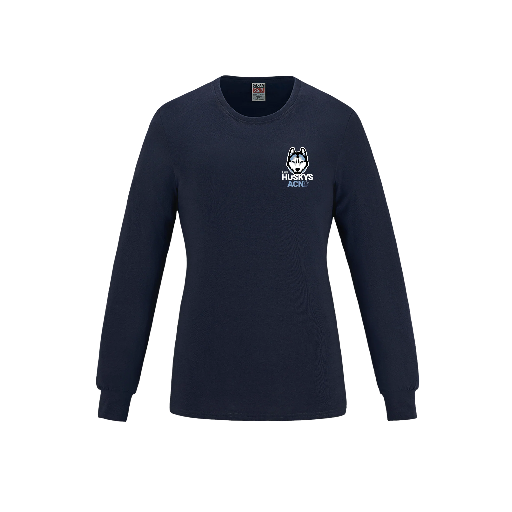 T-shirt à manches longues pour femme en coton filé à l'anneau