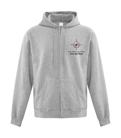 Sweat-shirt à capuche unisexe en polaire 50/50 avec fermeture éclair intégrale