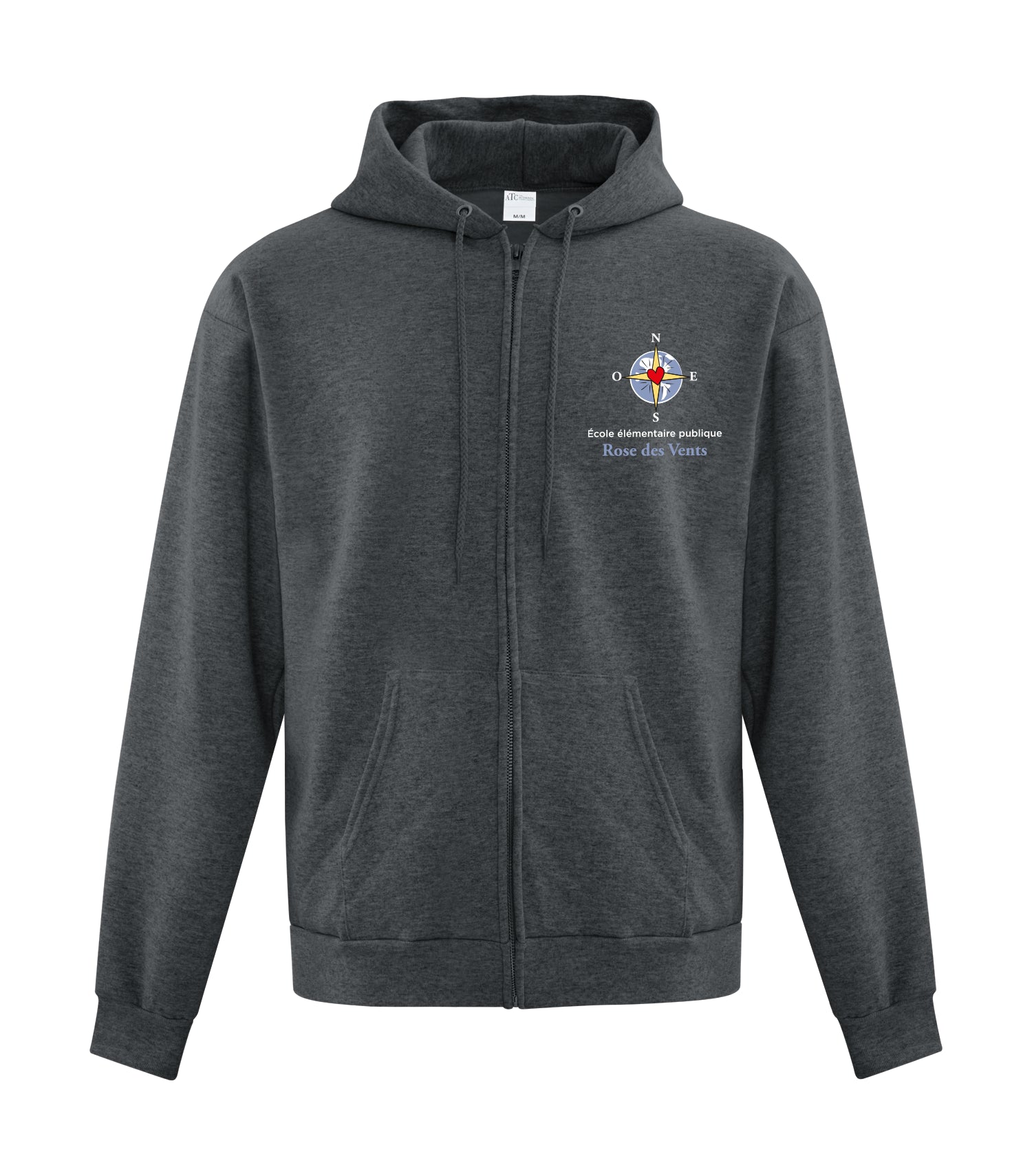 Sweat-shirt à capuche unisexe en polaire 50/50 avec fermeture éclair intégrale