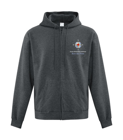 Sweat-shirt à capuche unisexe en polaire 50/50 avec fermeture éclair intégrale