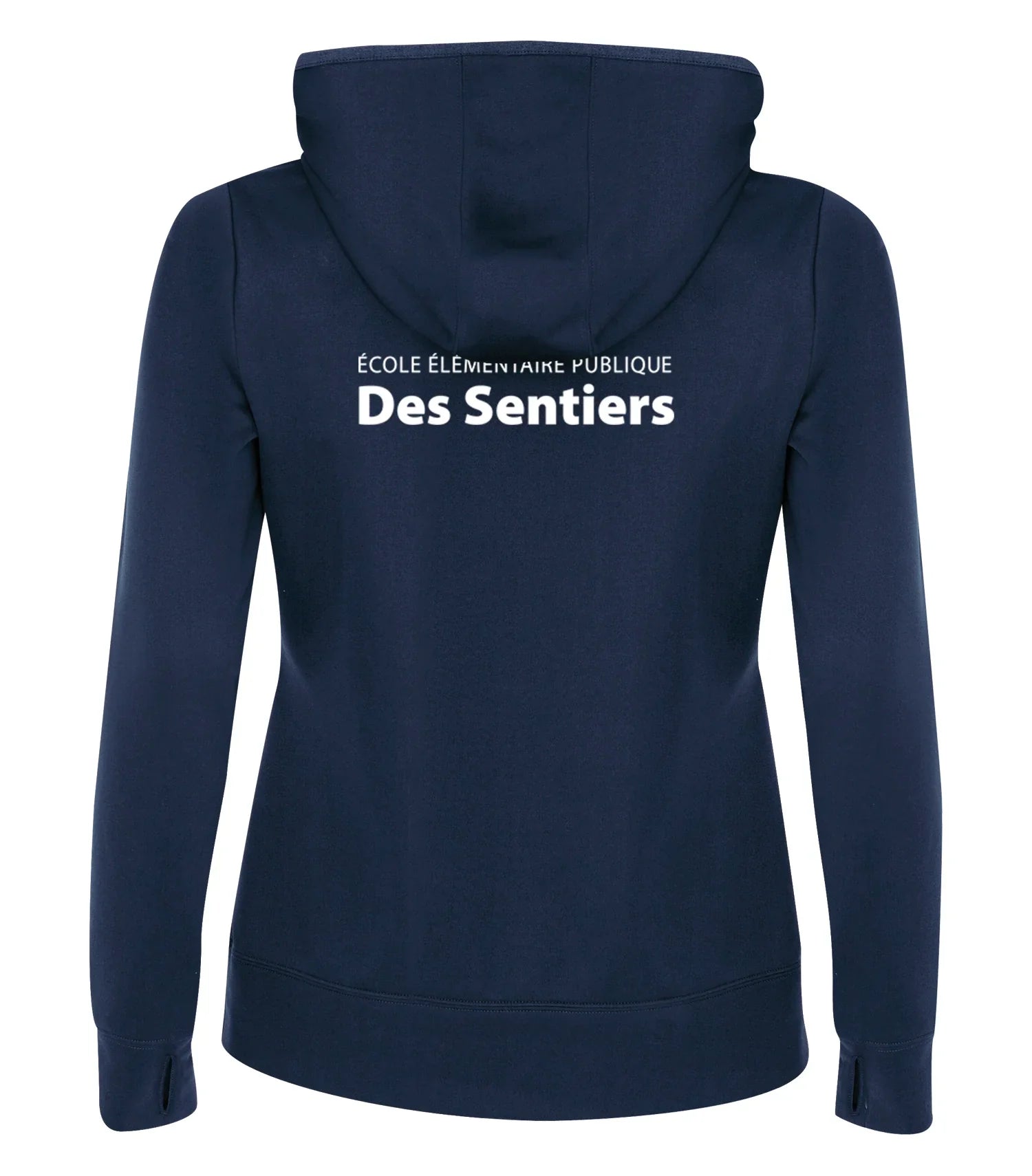 POLYFLEECE HOODED LADIES' SWEATSHIRT - SPLIT FRONT / BACK LOGO