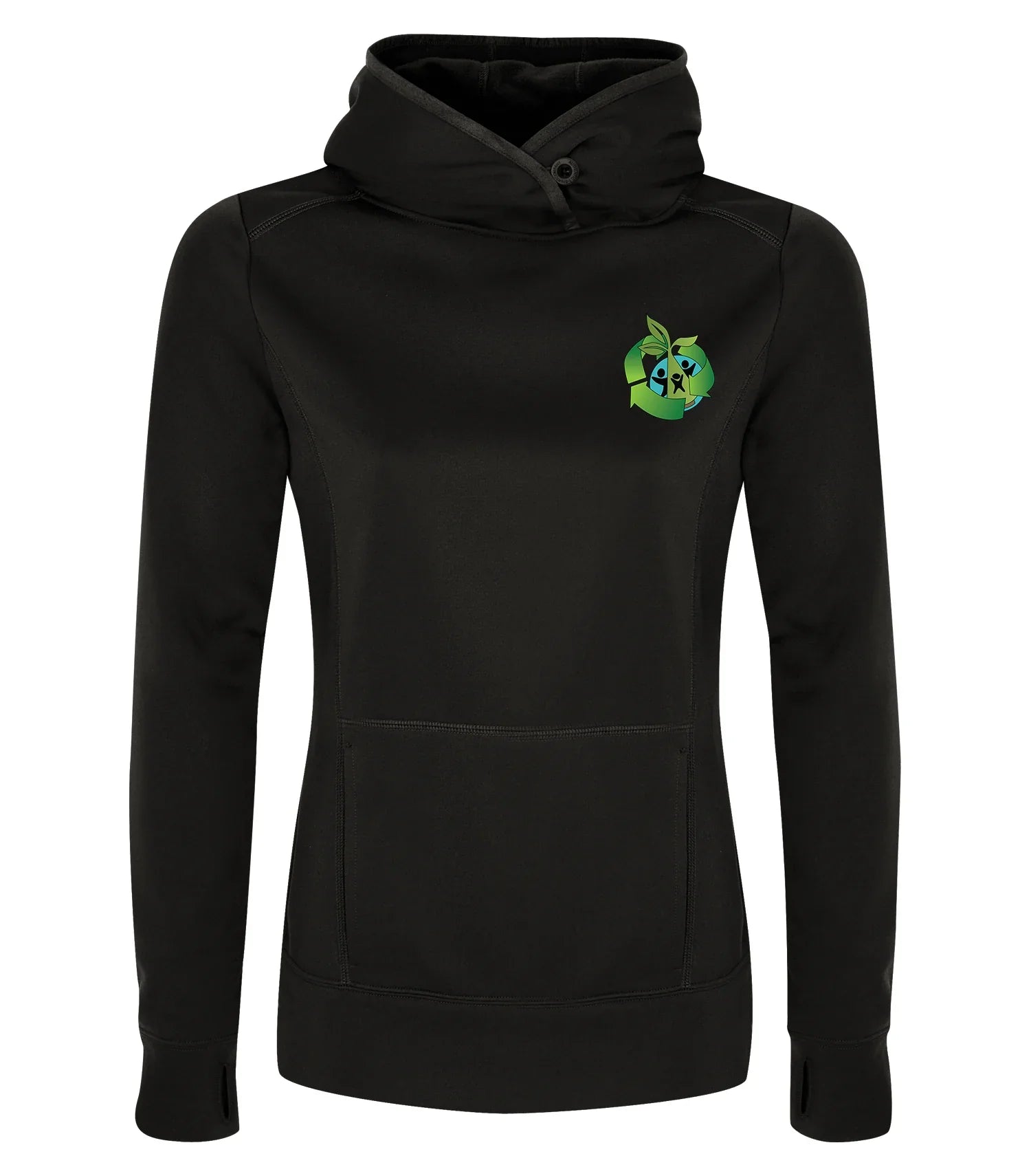 POLYFLEECE HOODED LADIES' SWEATSHIRT - SPLIT FRONT / BACK LOGO