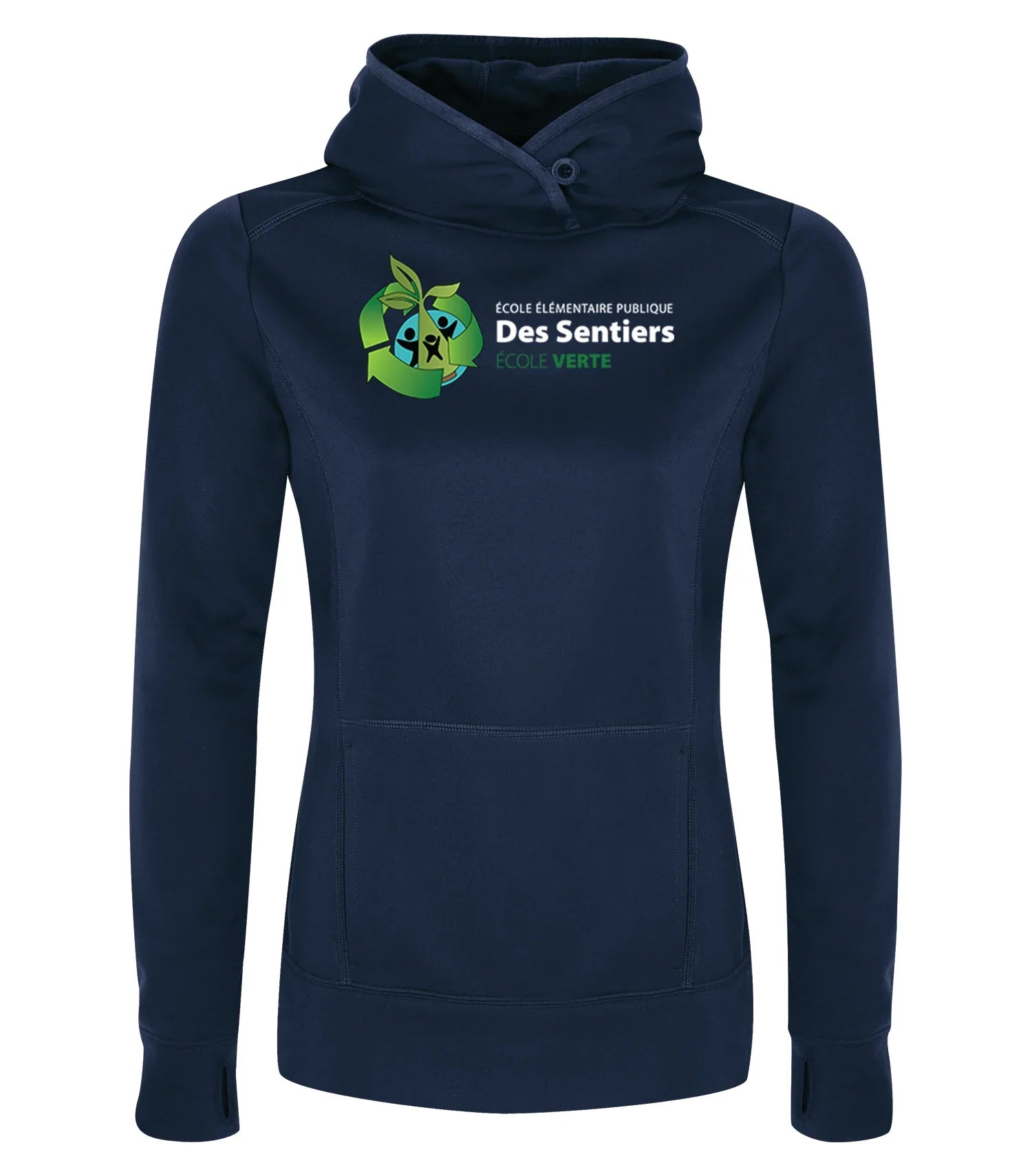 POLYFLEECE HOODED LADIES' SWEATSHIRT - ACROSS CHEST LOGO