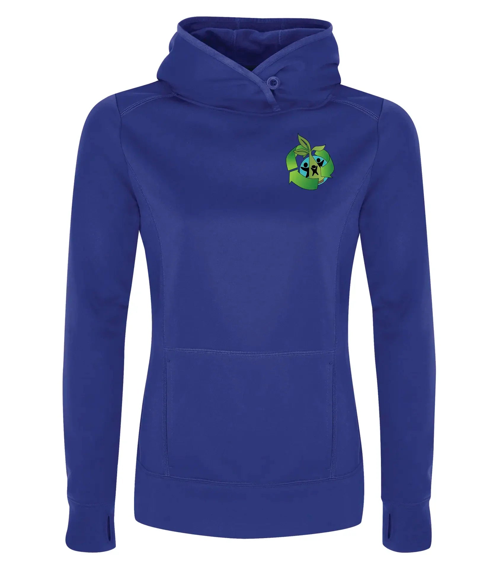 POLYFLEECE HOODED LADIES' SWEATSHIRT - SPLIT FRONT / BACK LOGO