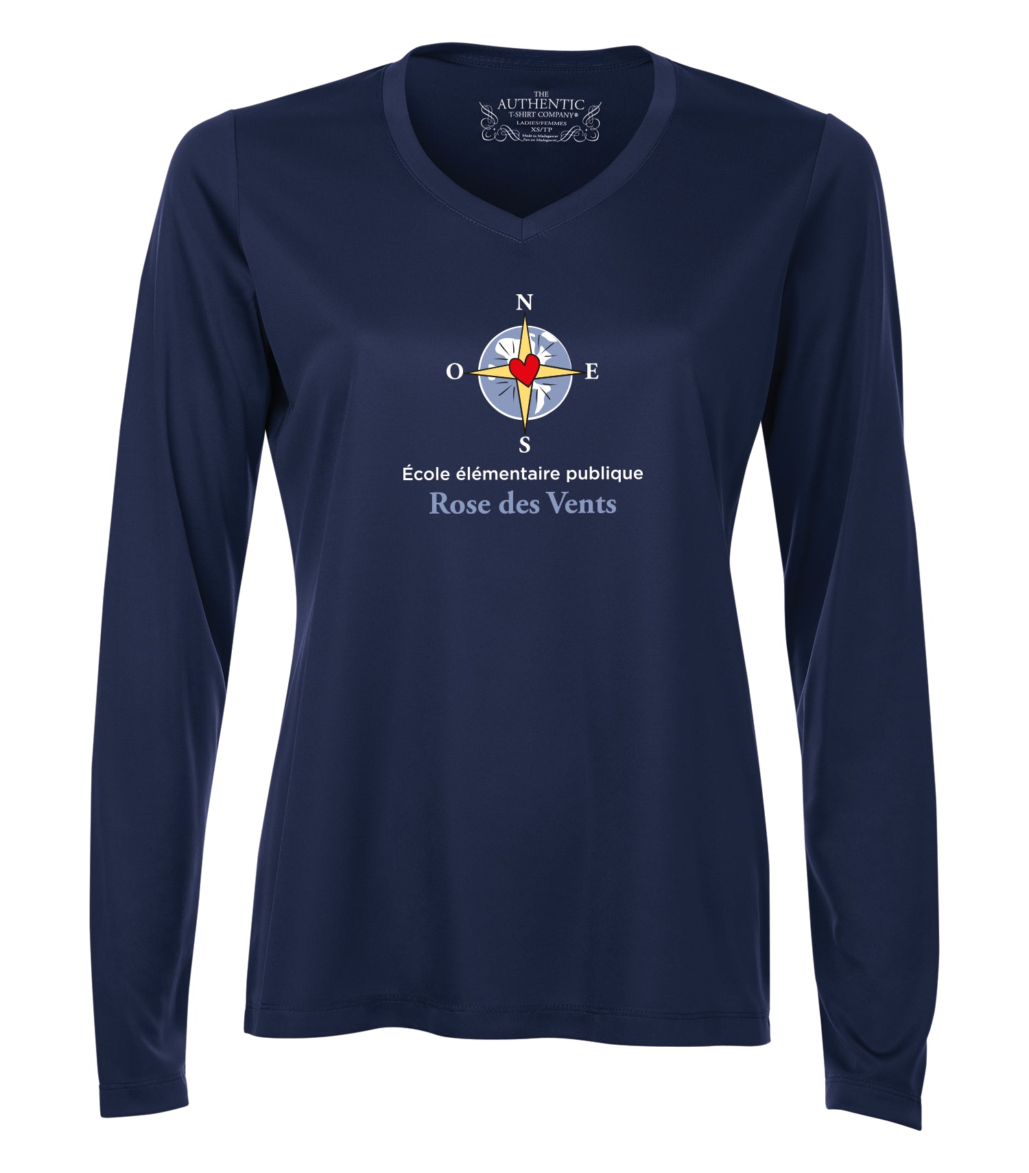 T-shirt Dry-Fit à manches longues et col en V pour femme